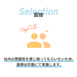対面orWEBにて面接を実施します。